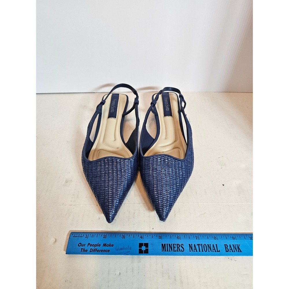 Franco Sarto Womens Navy Blue Woven Slingback Pointed Toe Flats Size 8W